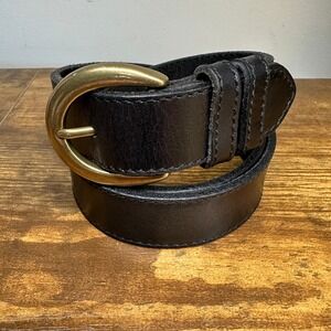 Northern Reflections Mens Black Genuine Leather Belt Solid Brass Buckle Canada